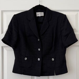 Albert Nipon Short Sleeve Black Blazer Size 12